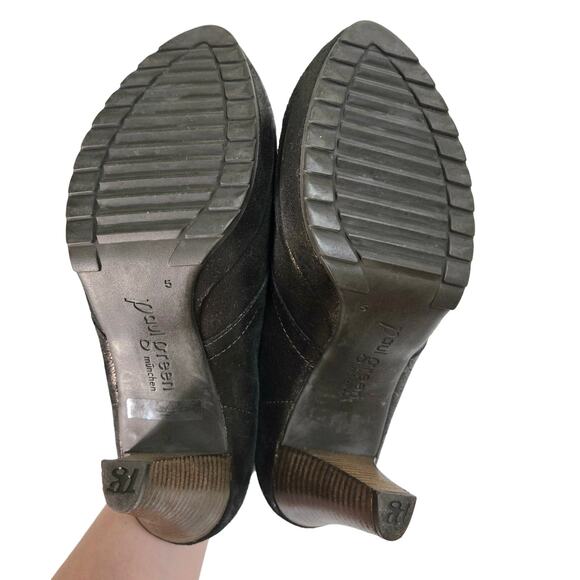 Paul Green Suede Black Bronze Platform Lace-Up Ankle Booties 8 Metallic Almond - Picture 6 of 12